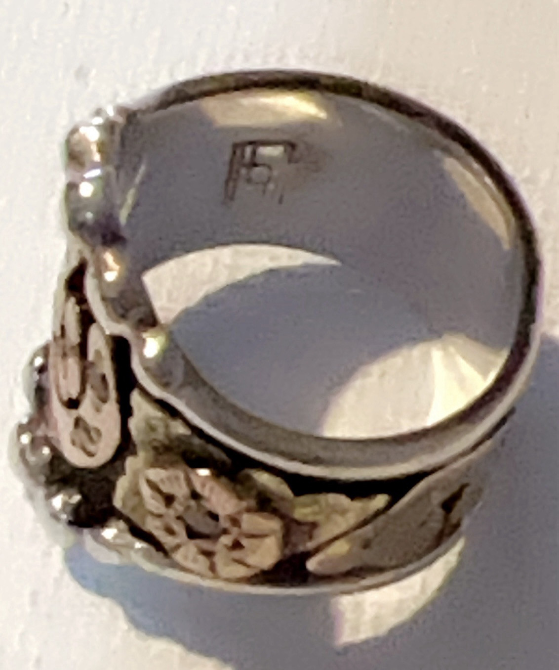 HYO Silver Women’s Western  Horseshoe .925 & 10K Yellow Gold Diamond Ring Size 5