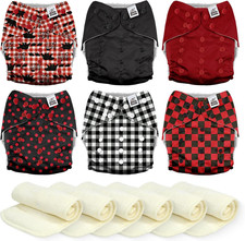 6 Pack Reusable Cloth Diapers 3.0 for Babies Girls Newborn, One-Size Adjustable