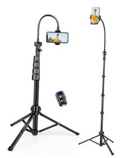 85" Tall Cell Phone Tripod Stand with Gooseneck and Remote, Portable Travel