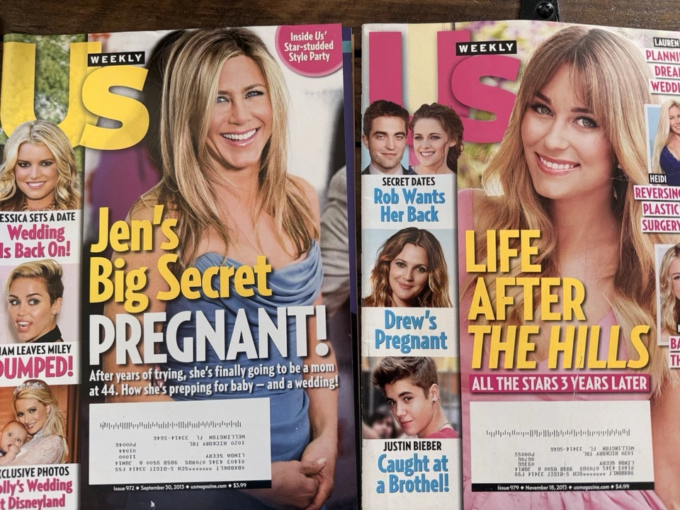 Lot Of 6 US WEEKLY Magazines 2013-14 Kardashians, Jenn, Miley, Drew, Weight Loss - Image 4 of 4