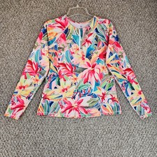 Hurley Rashguard Top Womens Medium Long Sleeve 1/4 Zip Floral