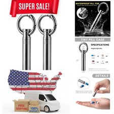 Small Keychain Pill Holder, Titanium Metal Travel Pill Case Portable Pill Org...