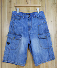 VTG Sean John Y2K Mens 34x13 Denim Cargo Shorts Flap Pockets Baggy Hip Hop 90s