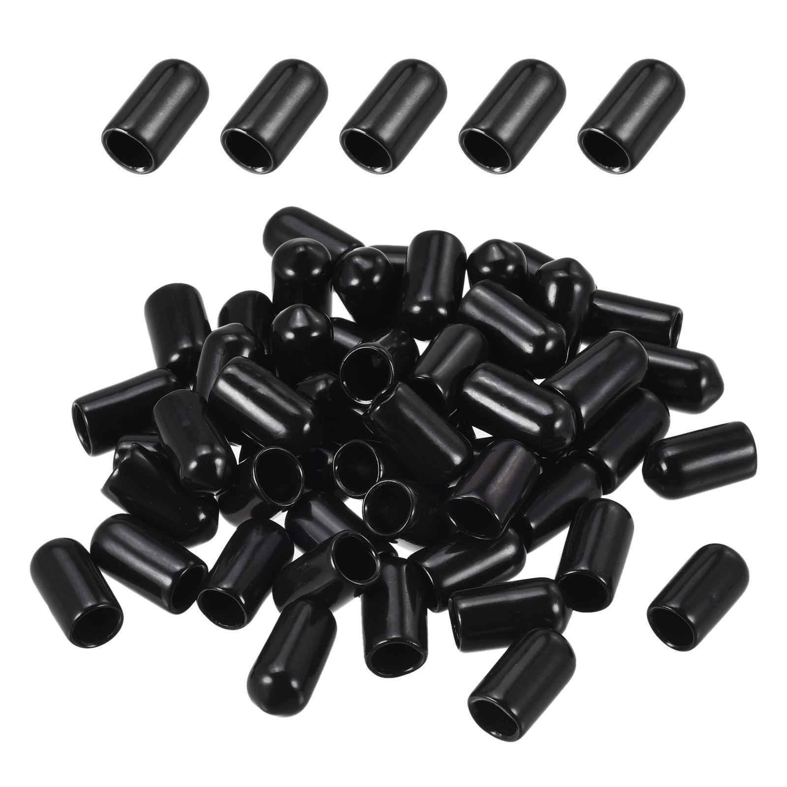 80-Pack 7mm ID Black Rubber Screw Thread Protectors Flexible Bolt End Caps