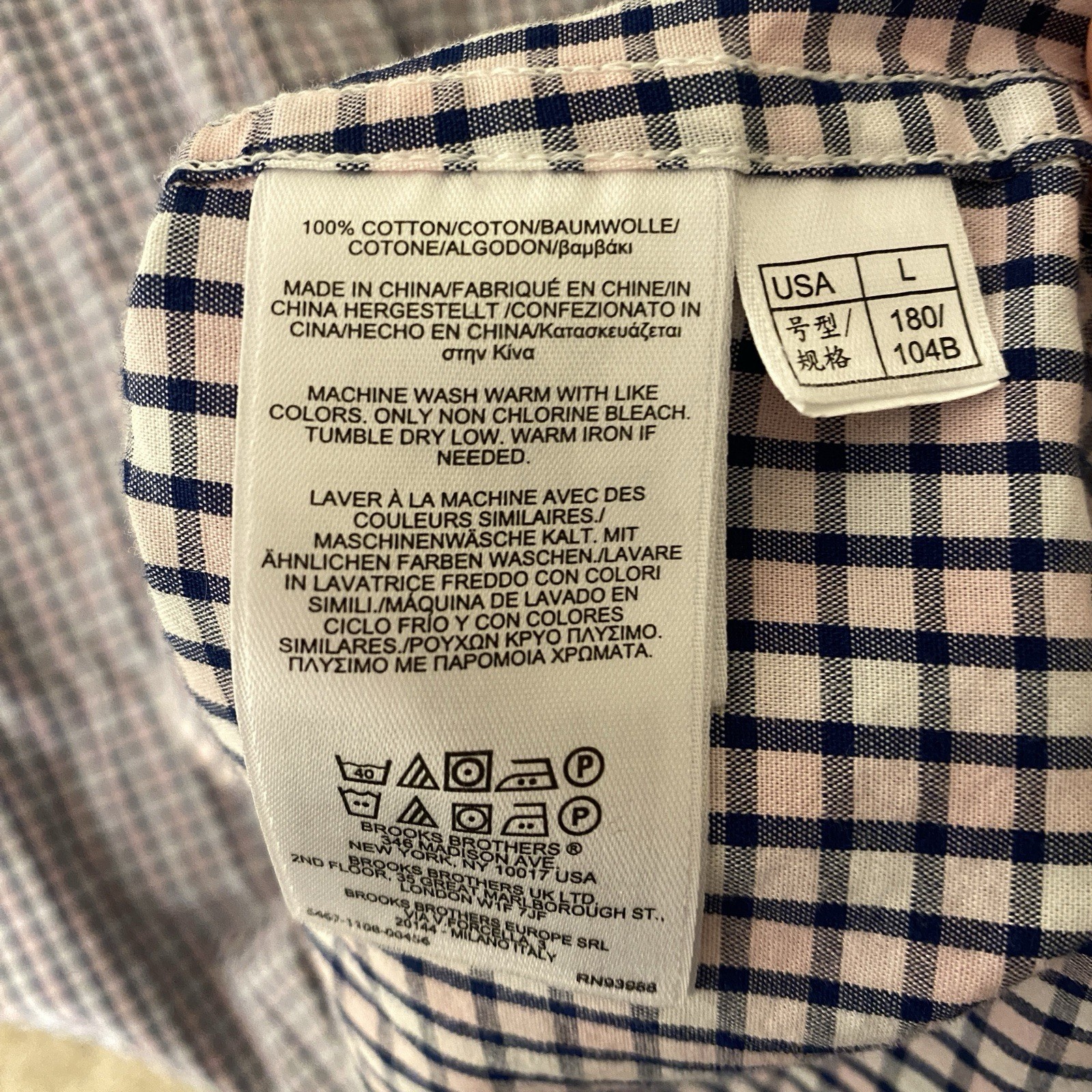 Brooks Brothers Regent Dress Shirt Mens L Pink Black Plaid Button Up Long Sleeve thumbnail 4