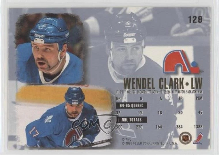 1995-96 Fleer Ultra Wendel Clark #129 - Image 2 of 2