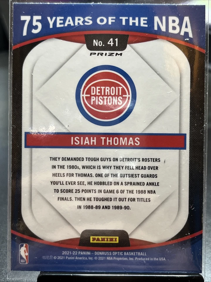 2021-22 Donruss Optic Isaiah Thomas Holo Prizm 75 Years Of The NBA #41 - Image 2 of 2