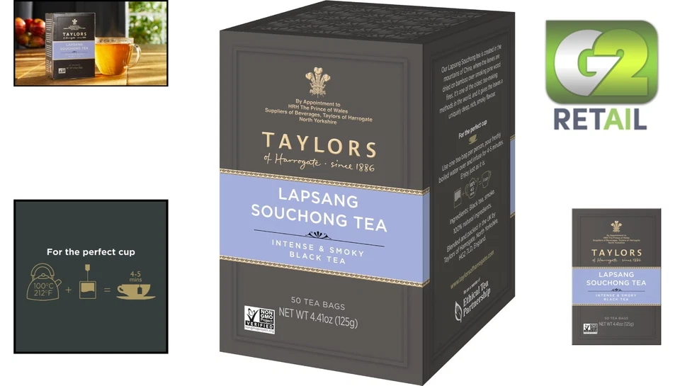 Té Lapsang Souchong - 50 bolsas con infusión ahumada para sabor único Foto 2 de 4