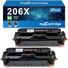 Black Toner Cartridge 2 Pack for HP 206X 206A M283fdw M283cdw M255dw