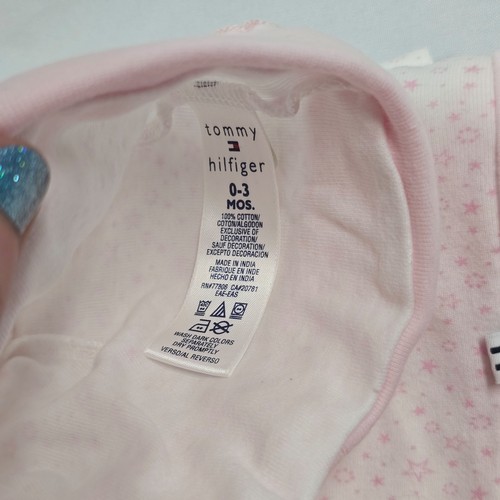 Tommy Hilfiger Baby Pink Blanket Cotton 1-ply White Star Stretchy Swaddle & Hat - Picture 4 of 6