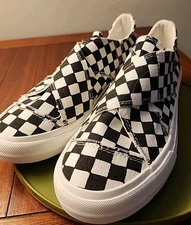 Chixgear Racewear Checkerboard Shoe Ladies Sz 9.5 New Black And White Slip Ons
