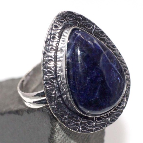Sodalith 925 Silber plattiert Edelstein Handarbeit Ring US 9,5 beste Geschenke JW