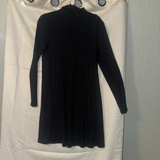 Gap Black Ribbed Mock Neck Long Sleeve Mini knee length Dress Medium M