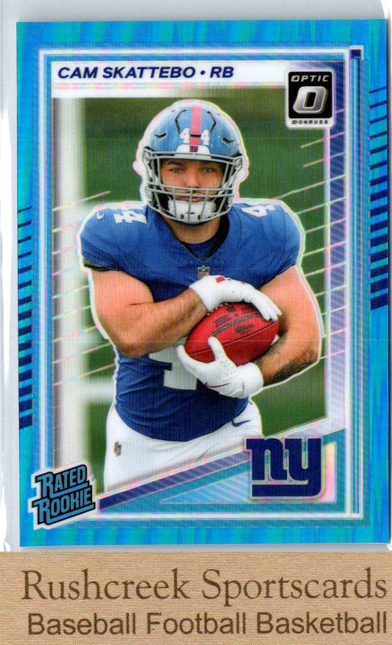 2025 Donruss Optic #228 Cam Skattebo /349 RC Rookie Prizm Aqua