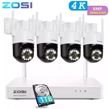 ZOSI 4K 4PCS 8MP Wireless Security Camera System 8CH 4K NVR 1TB HDD AI Detection