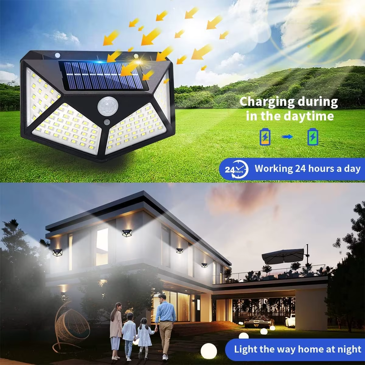 100 LED Solar Motion Sensor Security Light Outdoor Waterproof PIR ...