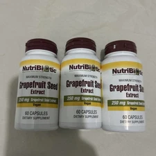 X3 NutriBiotic Grapefruit Seed Extract 250 mg  60 Capsules , Gluten-Free,10/2027