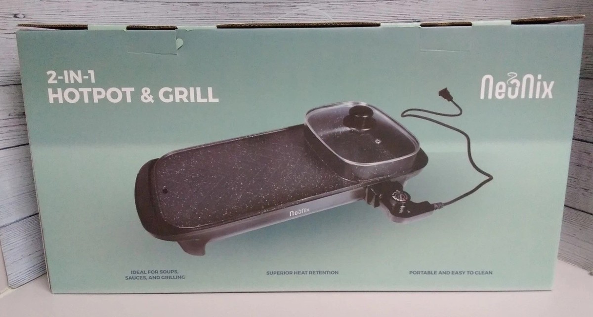Neonix NX-26003 2-In-1 Electric Hotpot & Grill Korean BBQ Dual