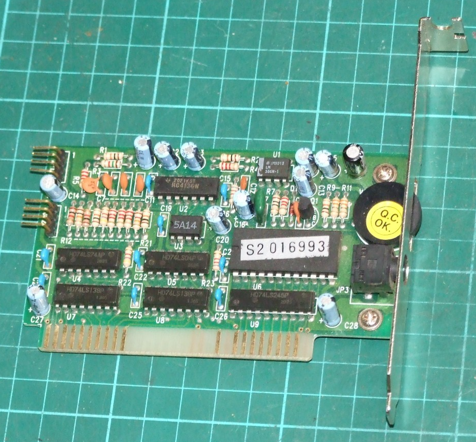 Adlib compatible 8-bit ISA sound card for vintage IBM PC XT AT