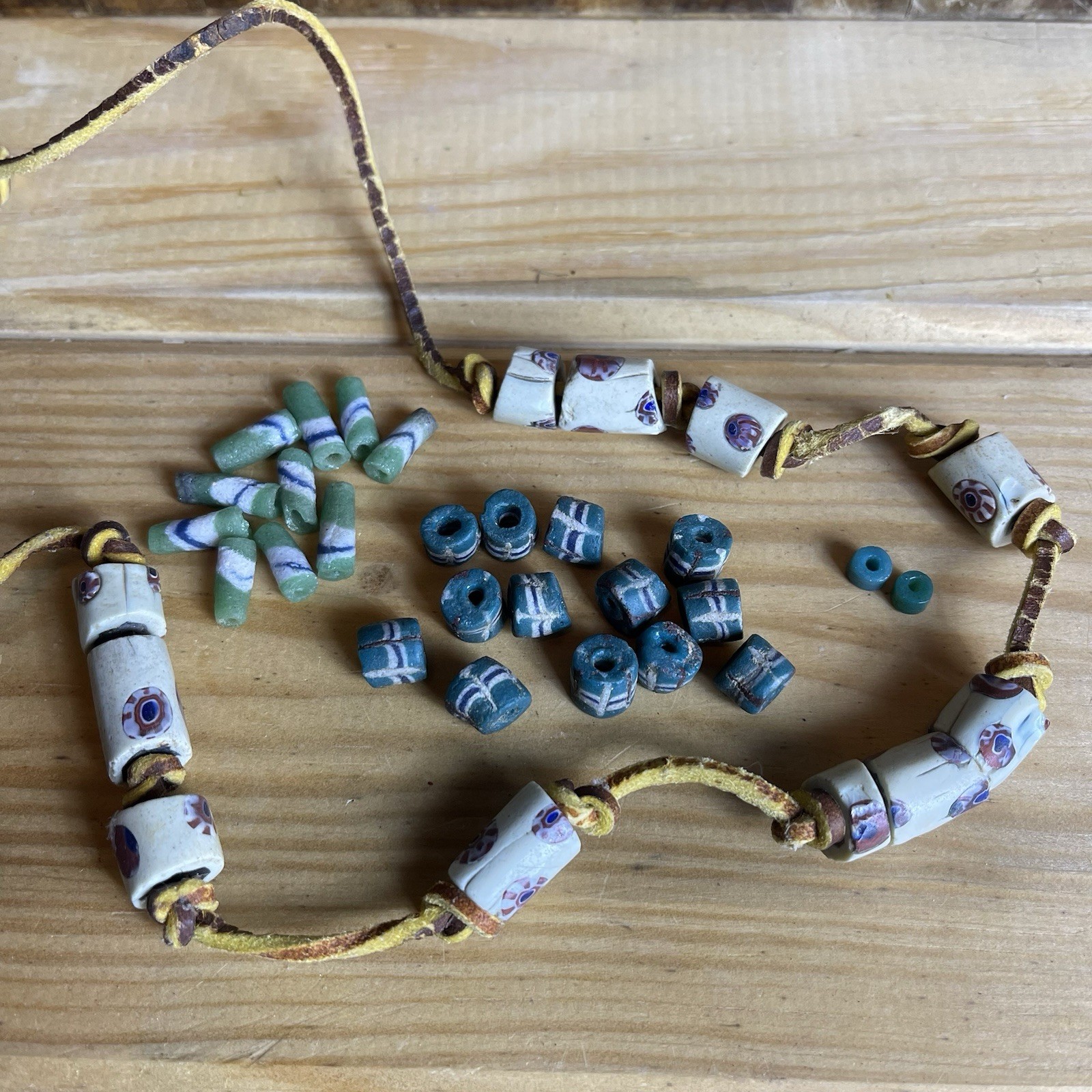 Antique Venetian Millefiori African Trade Beads Vintage Mosaic Beads / Bear Paw