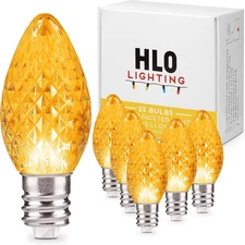 Holiday Lighting Outlet Faceted C7 Christmas Lights | Yellow LED Light Bulbs Hol