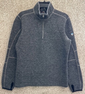 Kuhl Mens Gray Thermo Kore 1/4 Zip Wool Blend Pullover Jacket Fleece Size Small