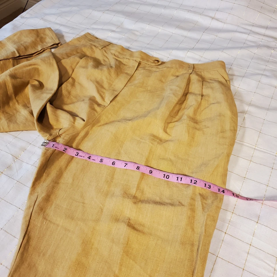 Pantalones Breckenridge Mezcla de Lino De Colección Para Mujer 18W Sólidos Lt Mostaza Cremallera Recortados  Foto 4 de 4