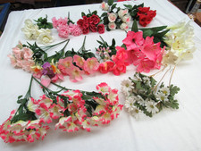 Lot of Artificial Flowers spring lily rose daisy petunia pink white red