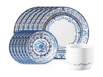 Corelle Vitrelle 18-Piece Service for 6 Dinnerware Set, Triple Layer Glass an...