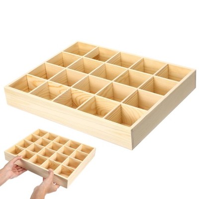 Wooden Socks Organizer Storage , 20 Compartments Wooden Drawer Organizer Unde...