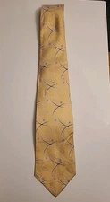 VTG Polo by Ralph Lauren All Silk Handmade Necktie Gold Base & Black Abstract