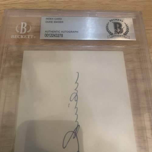Duke Snider Signed 3X5 Index Card Beckett Certified - Picture 3 of 3