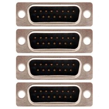 4 Pcs D-Sub DB15 15 Pin Male Plug Connector Solder Type Cup Socket Wire Assembly