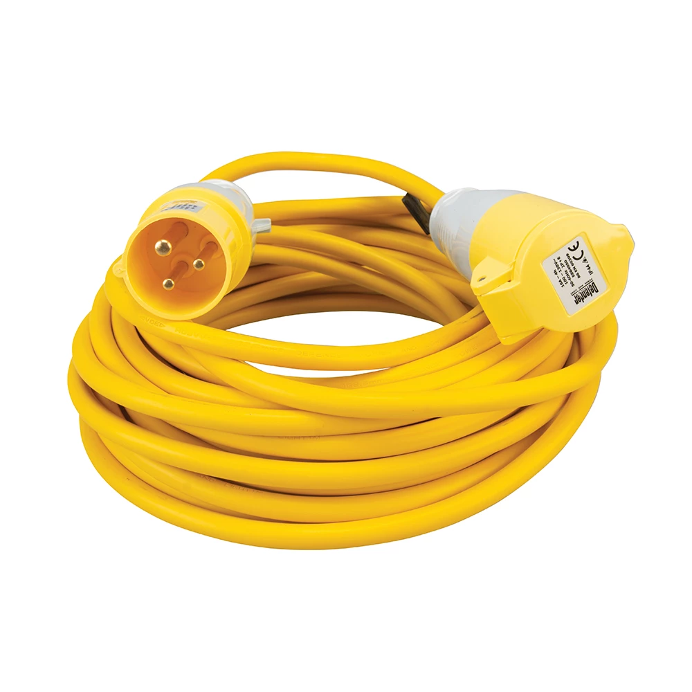 Defender 110v Extension Lead Cable Reel Industrial 14 Metre 2.5mm2 16A E85121