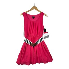 New A Byer Sleeveless Belted A Line Dress size Medium Barbie Pink