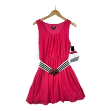 New A Byer Sleeveless Belted A Line Dress size Medium Barbie Pink