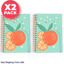 Spiral Notebook w Orange Shaped Flap, 80 Sheets Diary Paper Notepad, 5"x7" 2PCS
