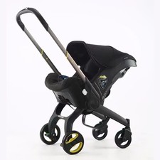 4-in-1 Reversible Baby Stroller for Newborns, Black Pram w/ Multi use