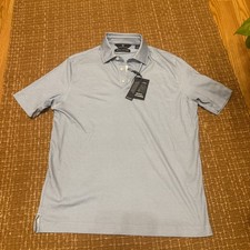 Hart Schaffner Marx Polo Shirt Men Small Blue/white Performance Stretch