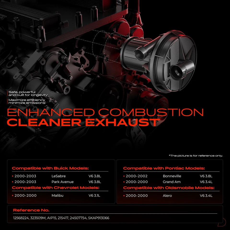 Secondary Air Injection Pump for Chevy Malibu Buick LeSabre Oldsmobile Pontiac - Image 2 of 4