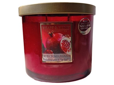 Heart & Home Duftkerze Ruby Pomegranate Rot Sojawachs 400ml Klassisch