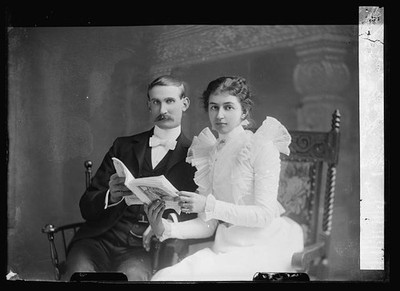 Photo:J.E. Wine Portrait Man and Woman Reading Book c1894-1901