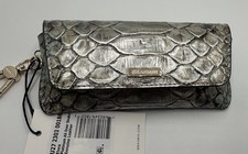 Brahmin ELORA Eyeglass Case Platinum Over The Snake Genuine Leather W/ Clip RARE