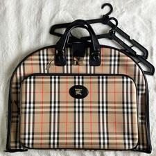 Burberrys PVC Leather Nova Check Shadow Horse Vtg Garment Bag with Lockable Key