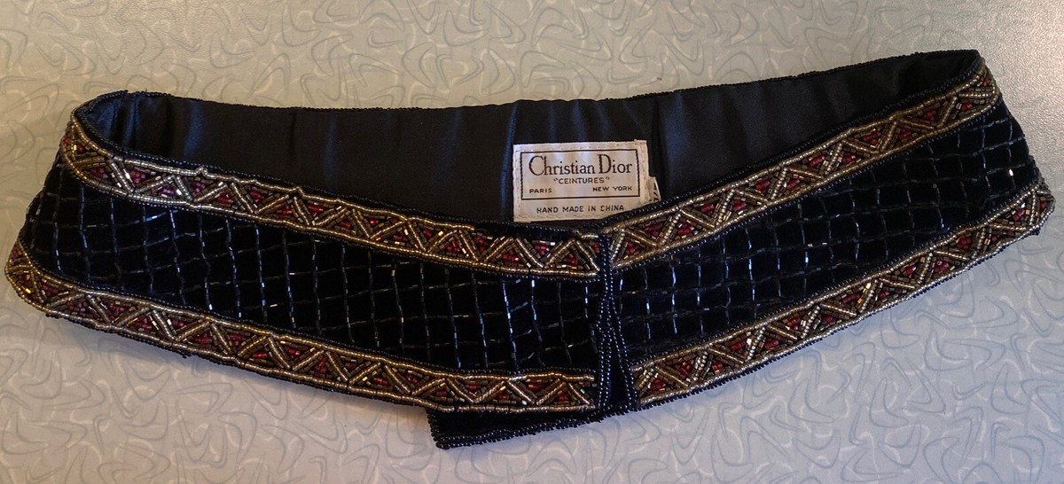 CHRISTIAN DIOR Centures Handmade Beaded Fabric Belt Hook N CHRISTIAN DIOR Centures Handmade Beaded Fabric Belt Hook N