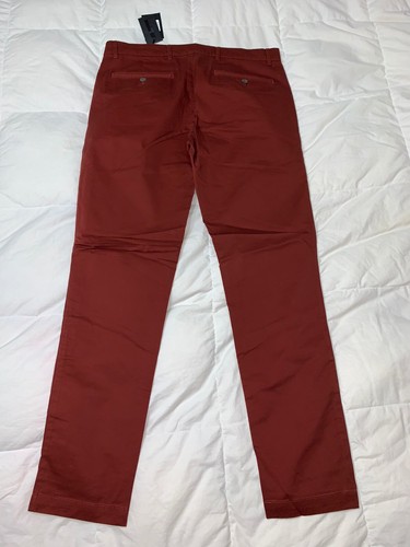 Authentic Club Monaco Connor Chino Modern Slim Fit Red Rouge Mens Pants 34X32* - Picture 5 of 6