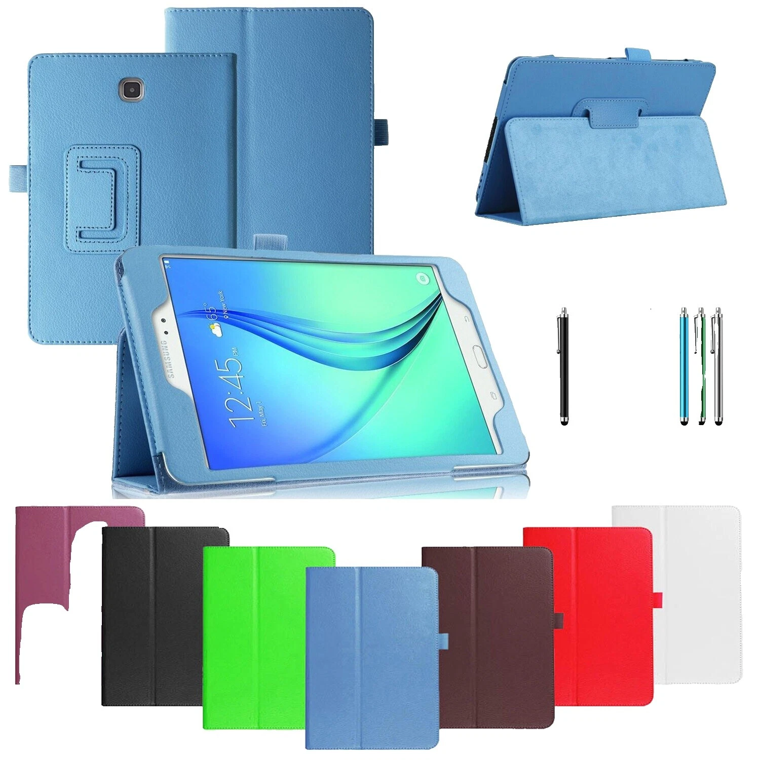 Lector de libros electrónicos y tablet multicolor cuero Estuches, Fundas y teclado Folios Para Samsung Galaxy Tab 3