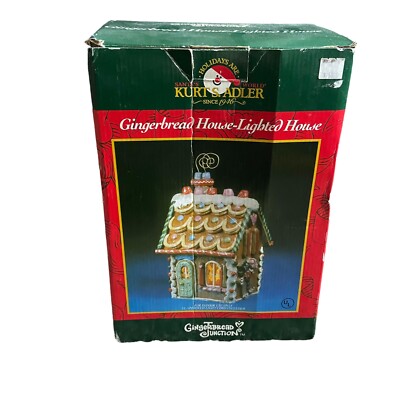 Kurt Adler Gingerbread Junction Lighted House w/ Box Retired Vintage Christmas