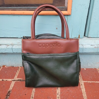 Vintage Capezio Handbag Forest Green Bag Small Satchel Top Handle Purse 