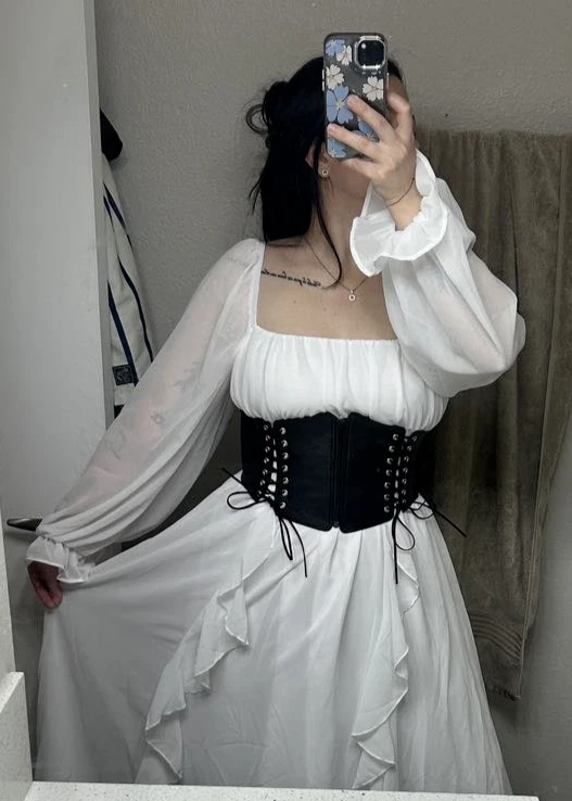 Cintura corsetto donna S-3XL moda passante stringata pelle elastico decorazione - Immagine 3 di 4